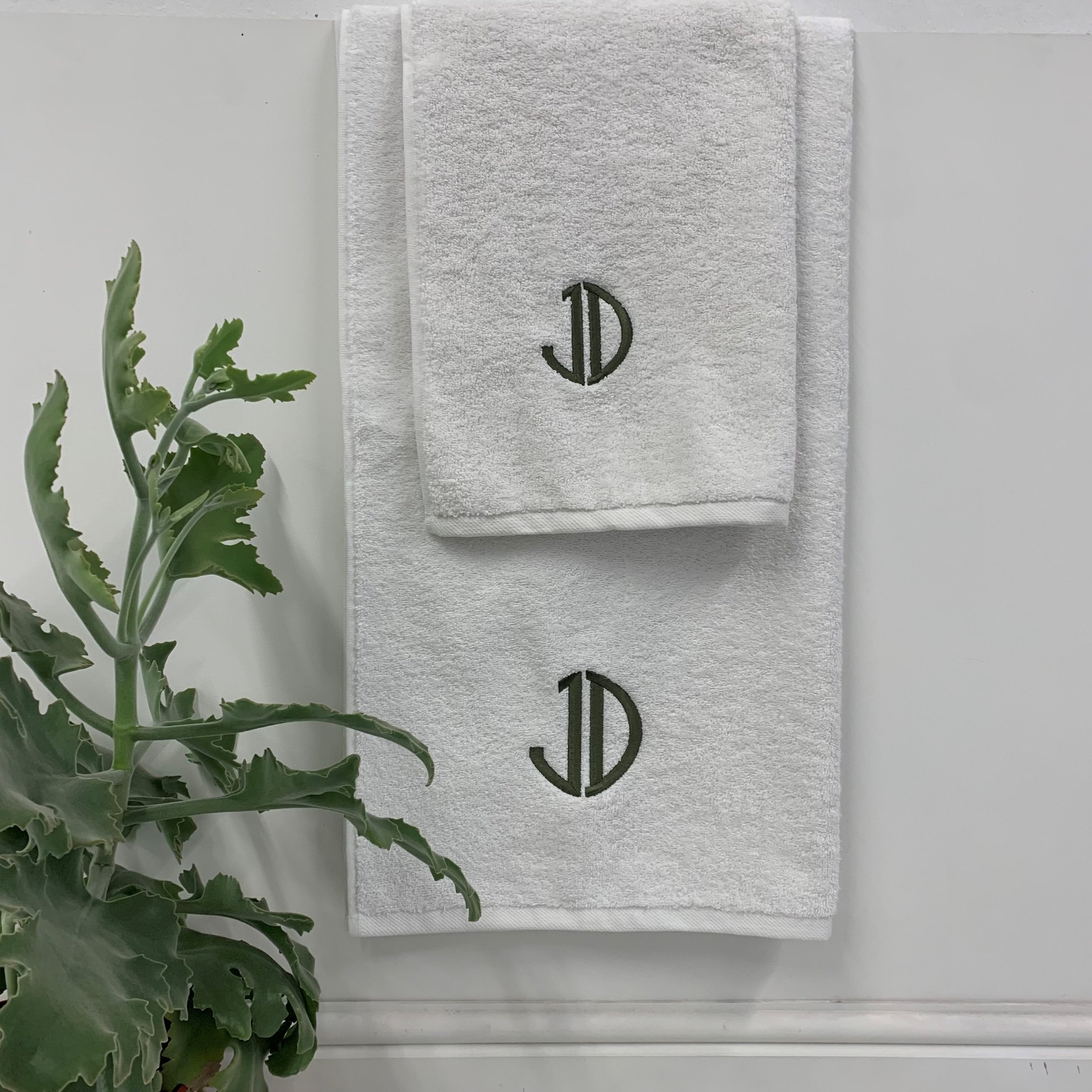 Thread Linens Bath Towel with Monogram thread. Bespoke Machine Embroidered Monogramming Lifestyle Accessories Edinburgh Scotland UK